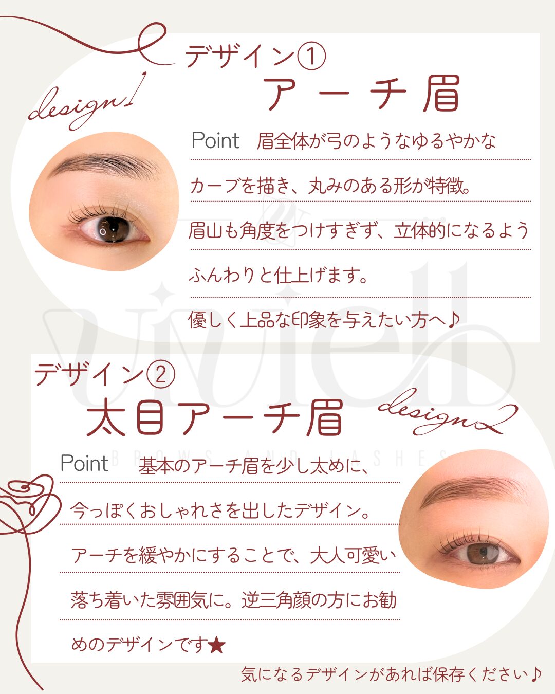眉毛デザイン1と2